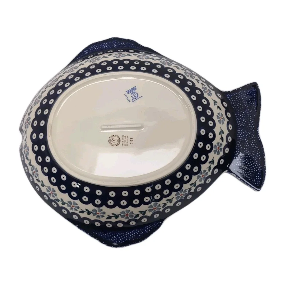 Polish Pottery Fish Serving Platter Hand Made Manufaktura Boleslawiec Poland NEW